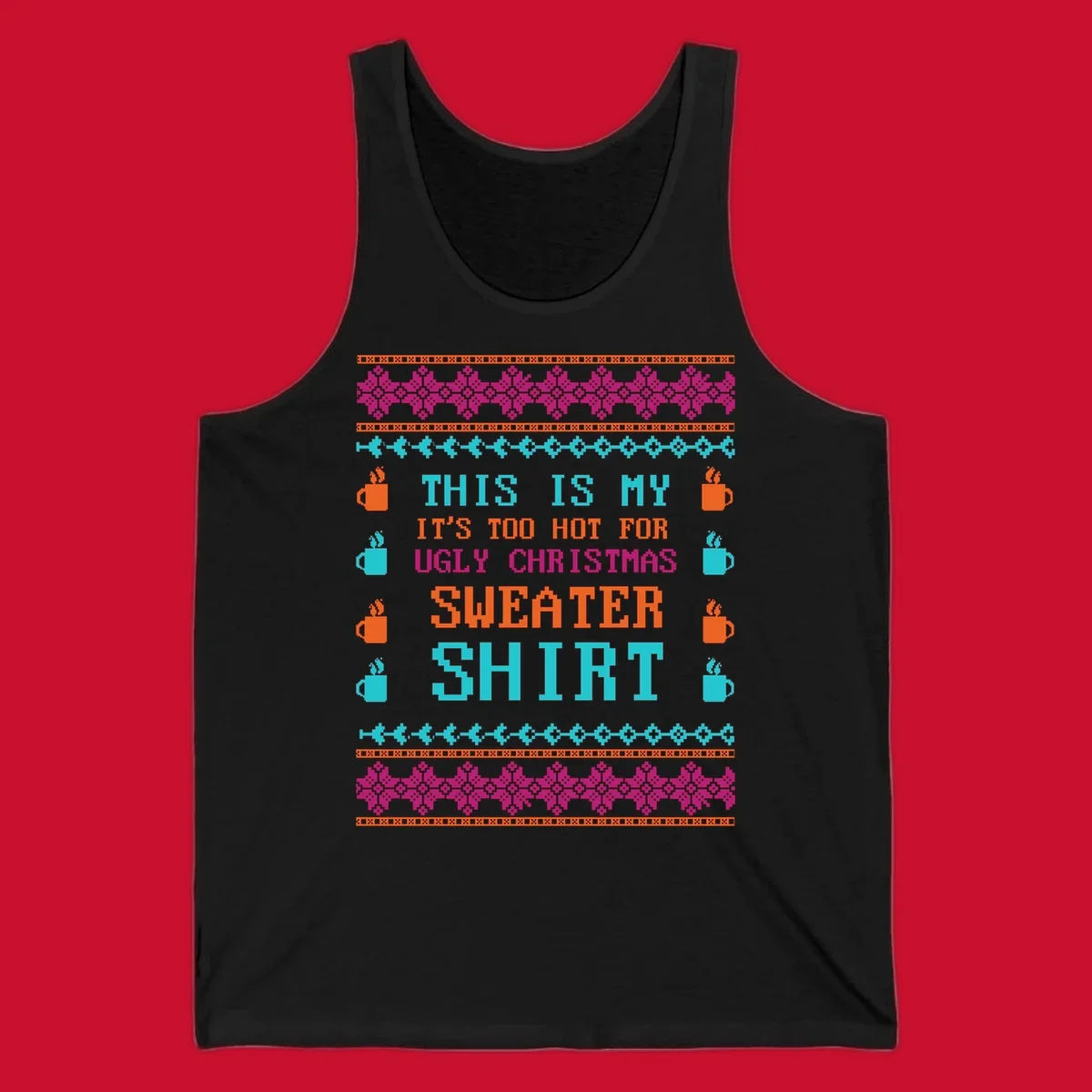 Ugly Christmas sweater shirt design with text 'This Is My Sweater Shirt' and pixelated graphics.