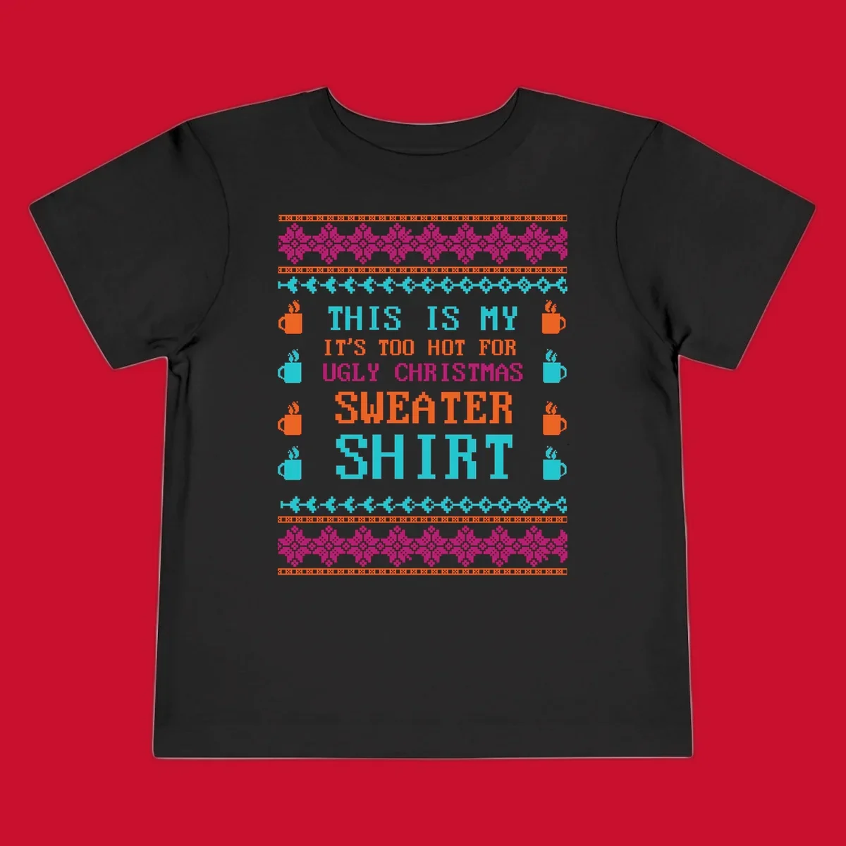 Ugly Christmas sweater shirt design with text 'This Is My Sweater Shirt' and pixelated graphics.