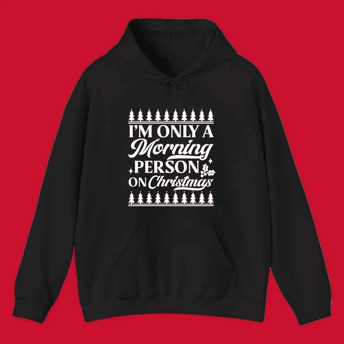 Christmas morning person text design with holiday accents.