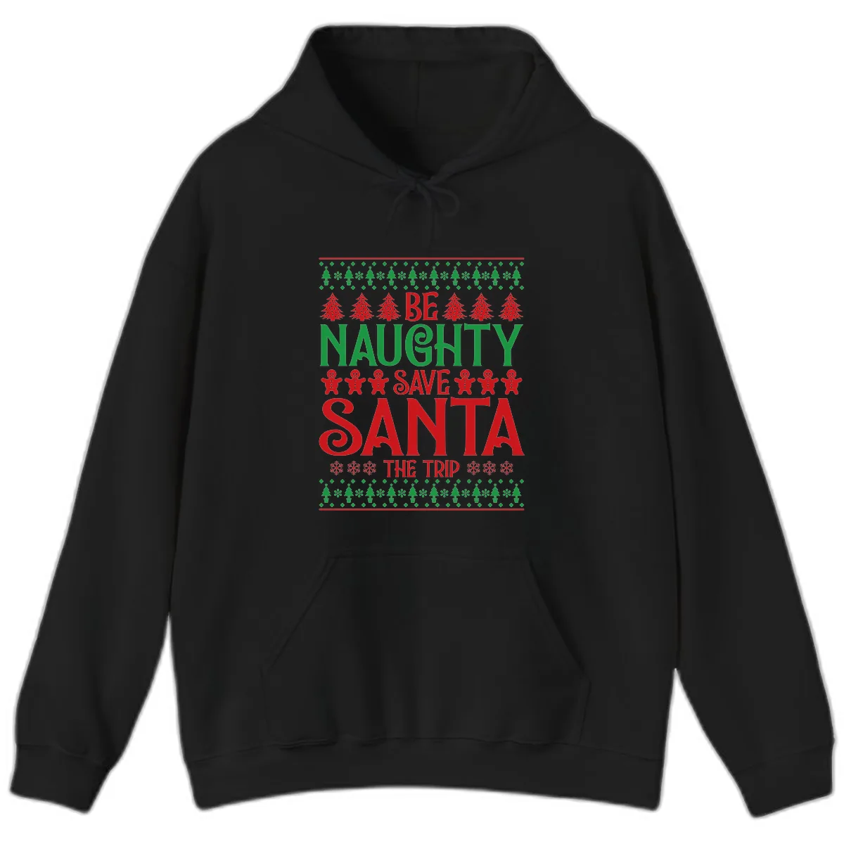 Be Naughty Save Santa The Trip Hoodie in Black