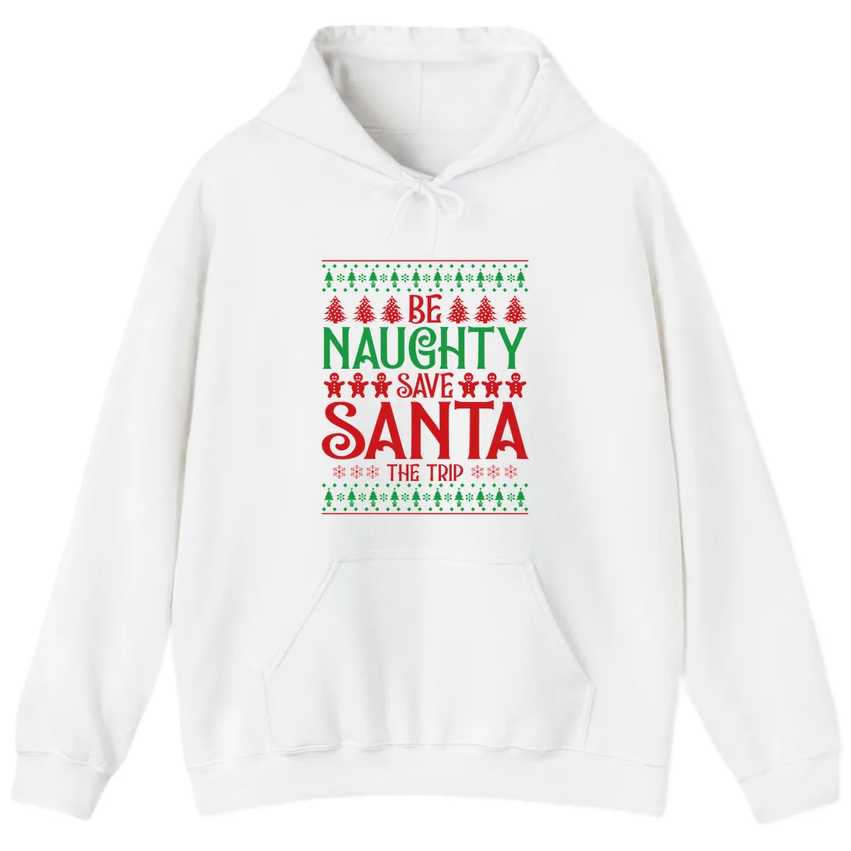 Be Naughty Save Santa The Trip Hoodie in White
