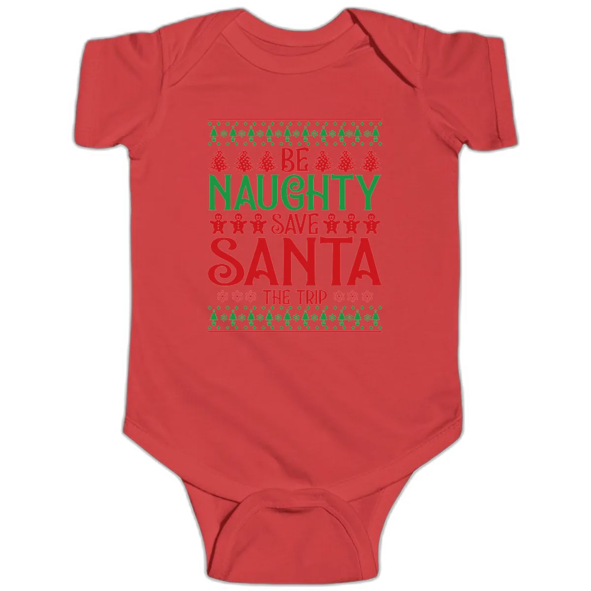 Be Naughty Save Santa The Trip Baby Onesie in Red