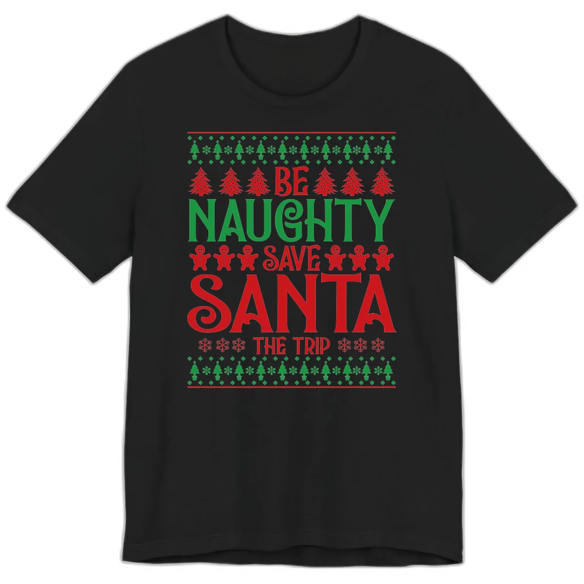 Be Naughty Save Santa The Trip Premium T-Shirt in Black