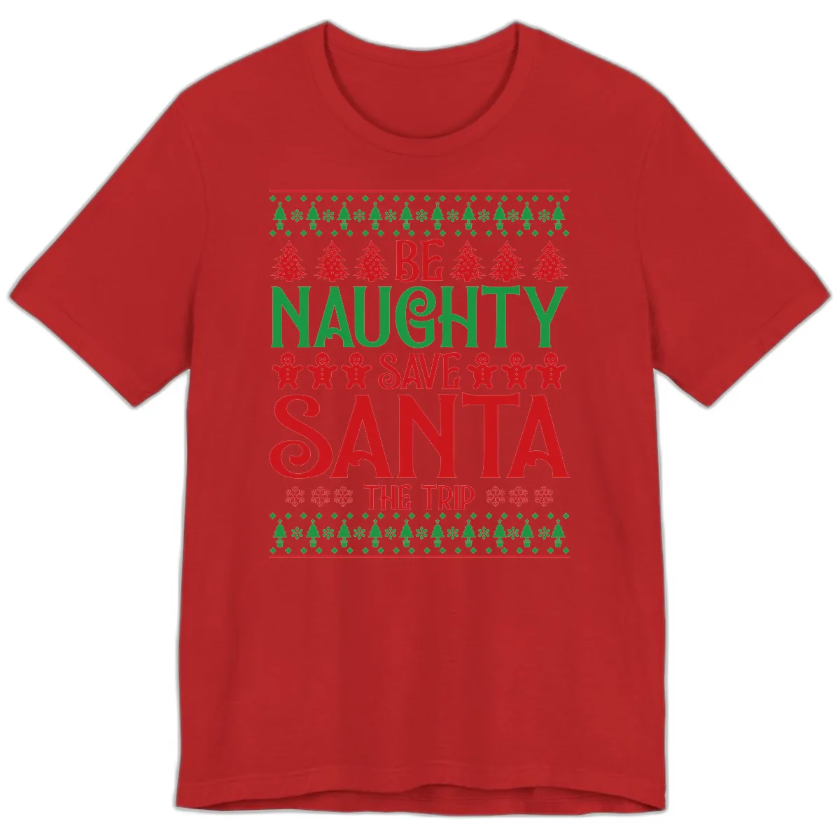 Be Naughty Save Santa The Trip Premium T-Shirt in Red