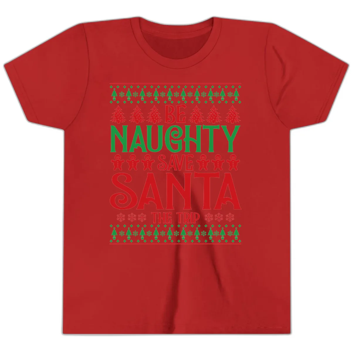Be Naughty Save Santa The Trip Youth T-Shirt in Red
