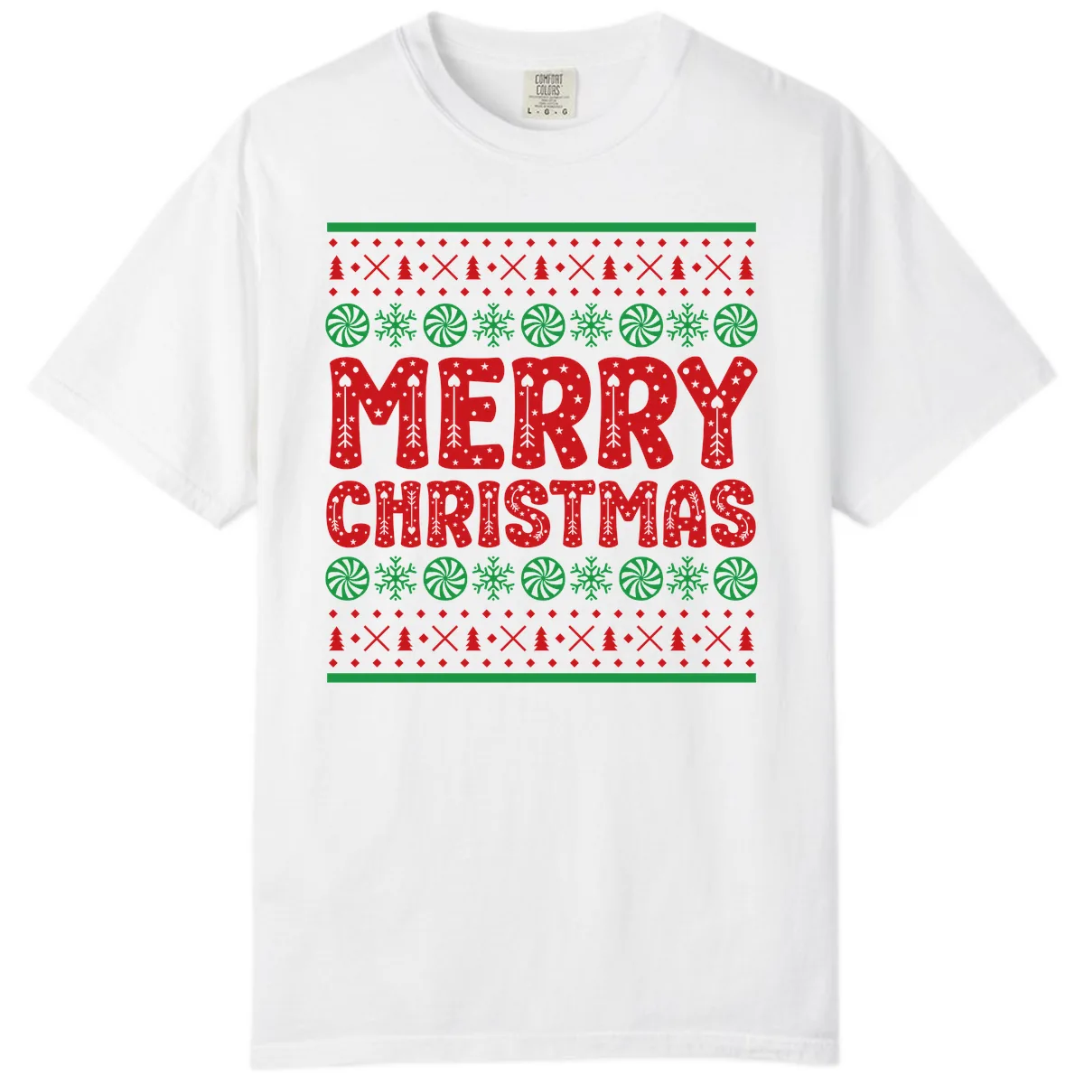 Merry Christmas Ugly Sweater Design Comfort Color in White
