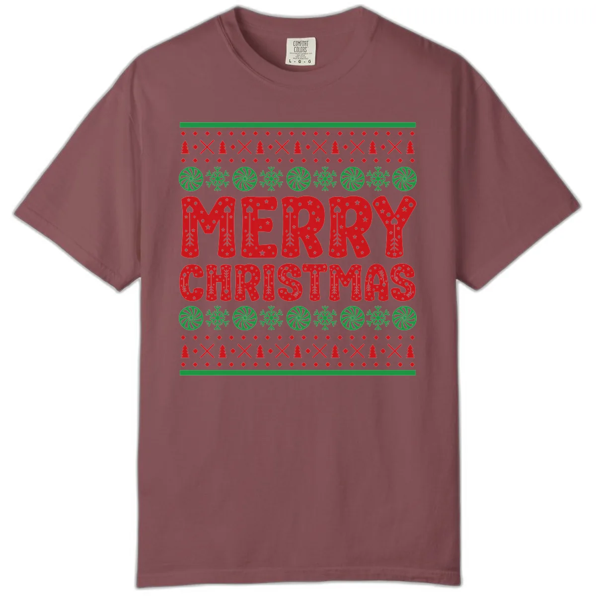 Merry Christmas Ugly Sweater Design Comfort Color in Brick