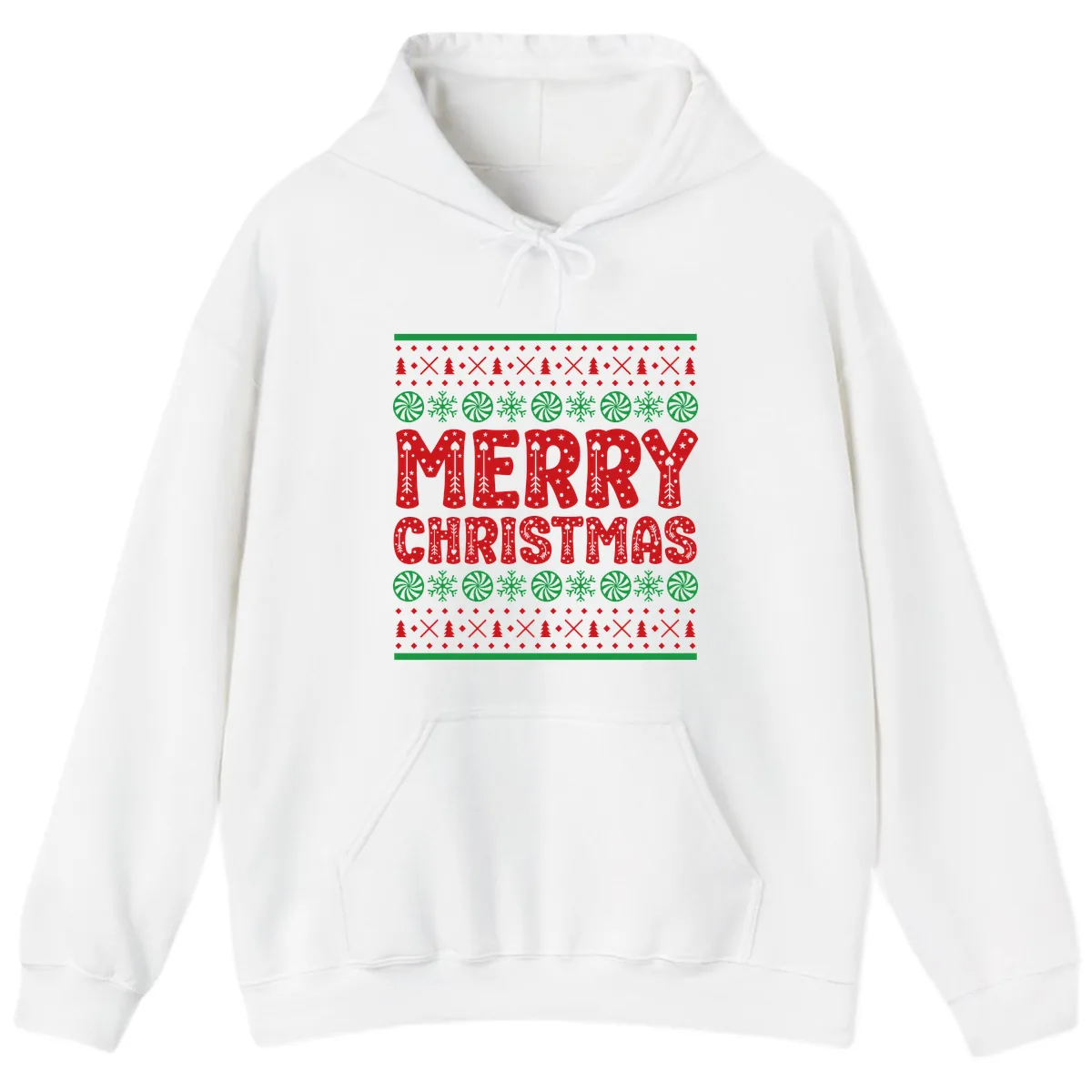 Merry Christmas Ugly Sweater Design Hoodie in White