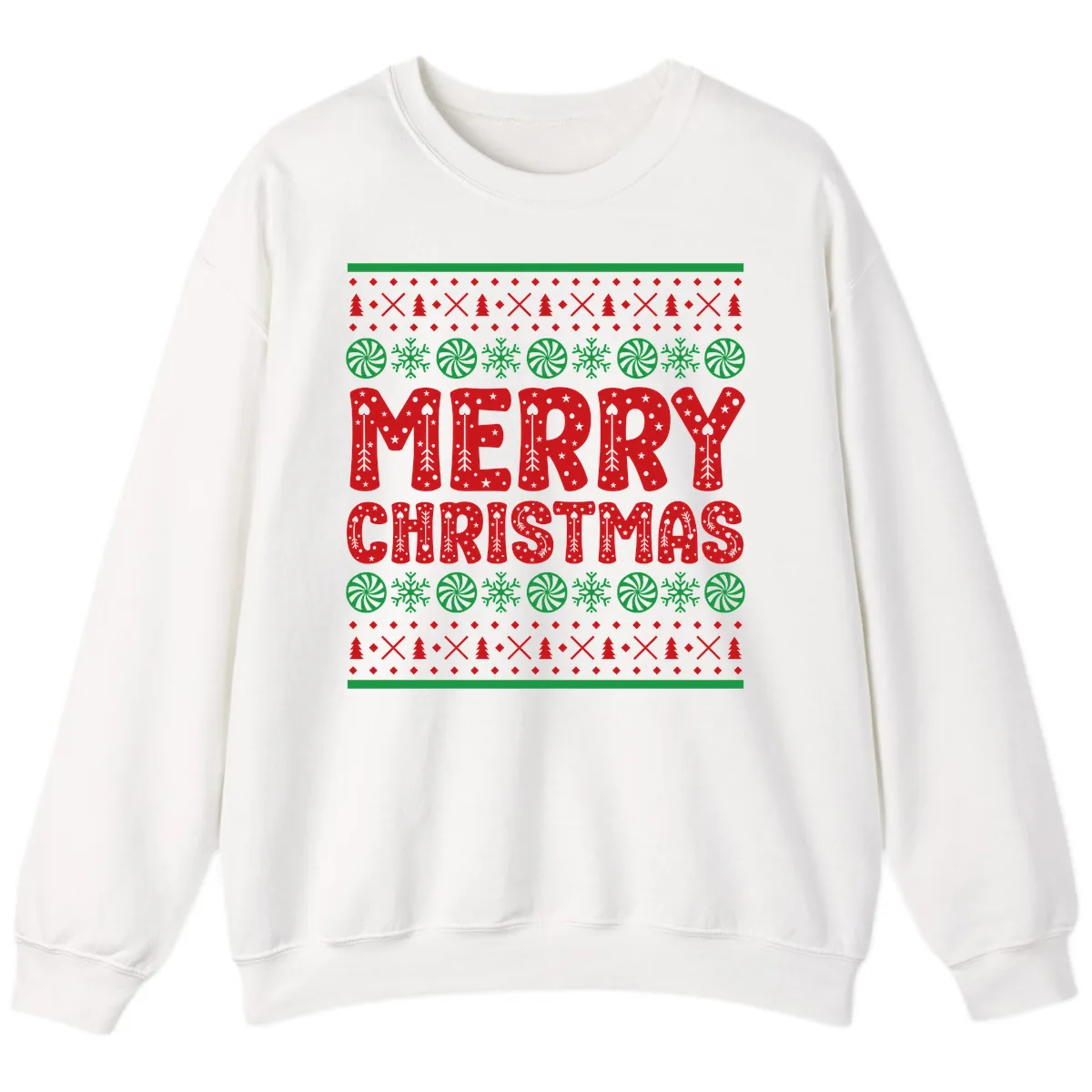 Merry Christmas Ugly Sweater Design Sweatshirt in White