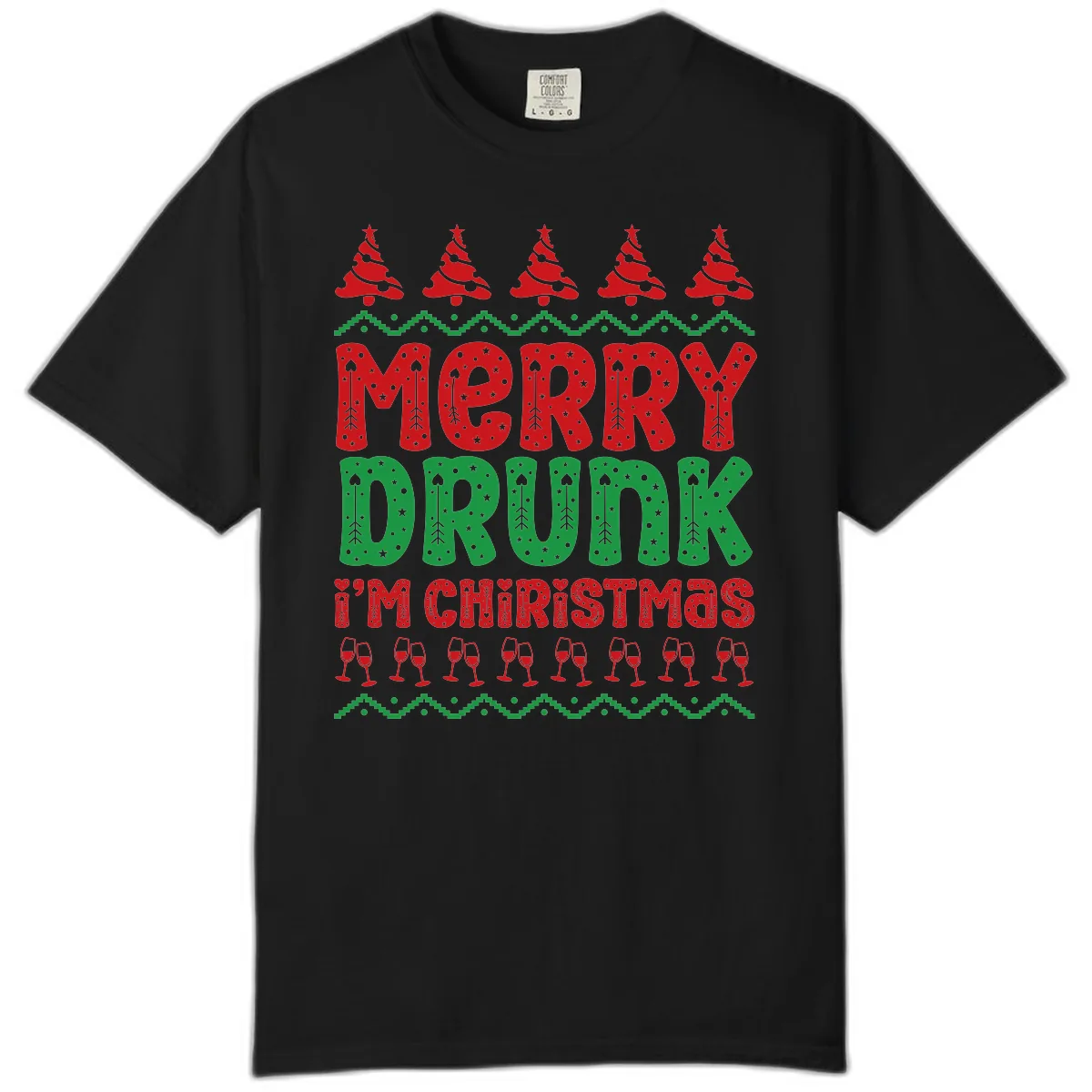 Merry Drunk I'm Christmas Ugly Sweater Comfort Color in Black