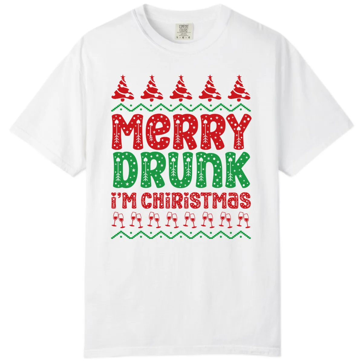 Merry Drunk I'm Christmas Ugly Sweater Comfort Color in White