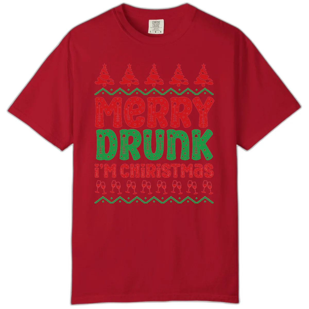 Merry Drunk I'm Christmas Ugly Sweater Comfort Color in Red