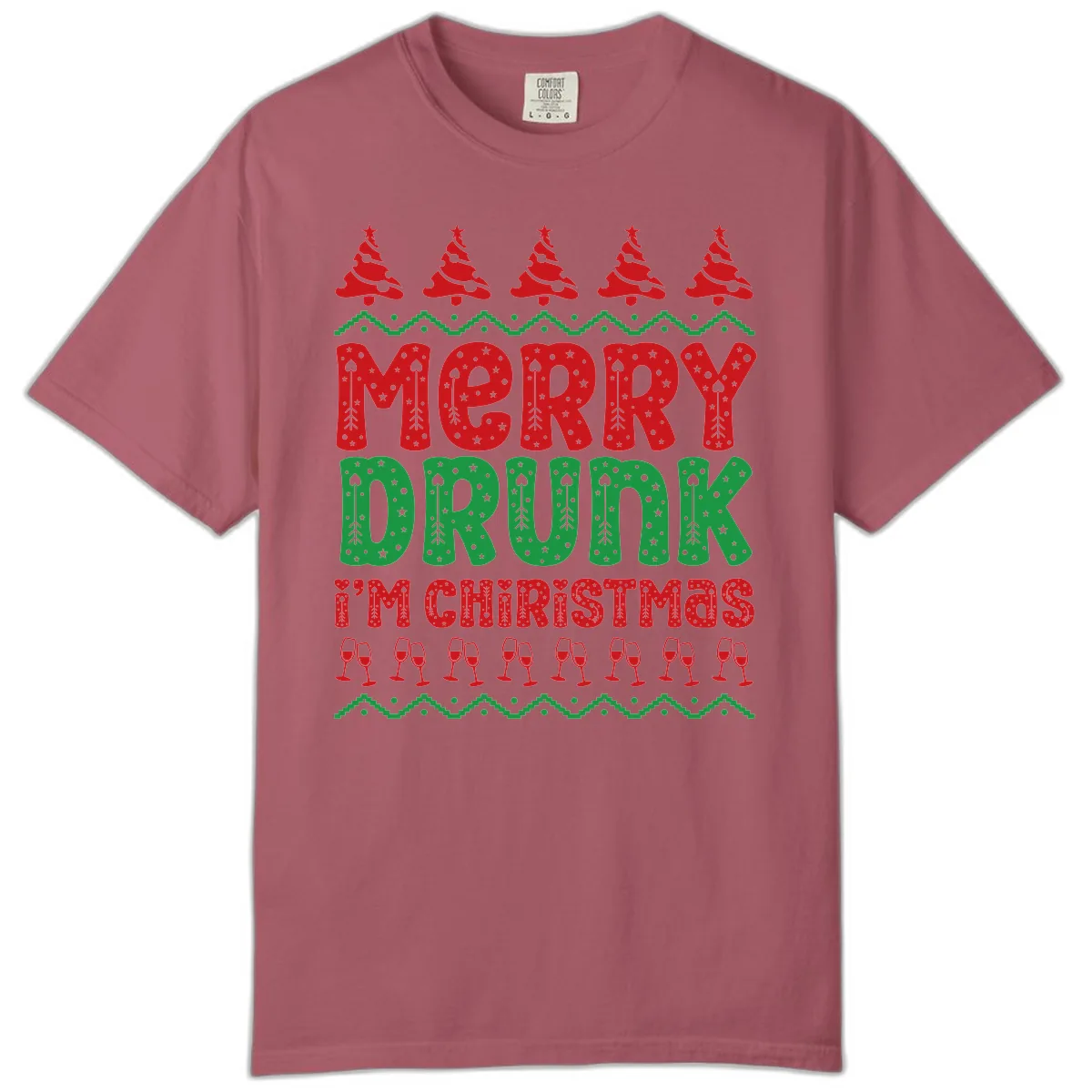 Merry Drunk I'm Christmas Ugly Sweater Comfort Color in Crimson