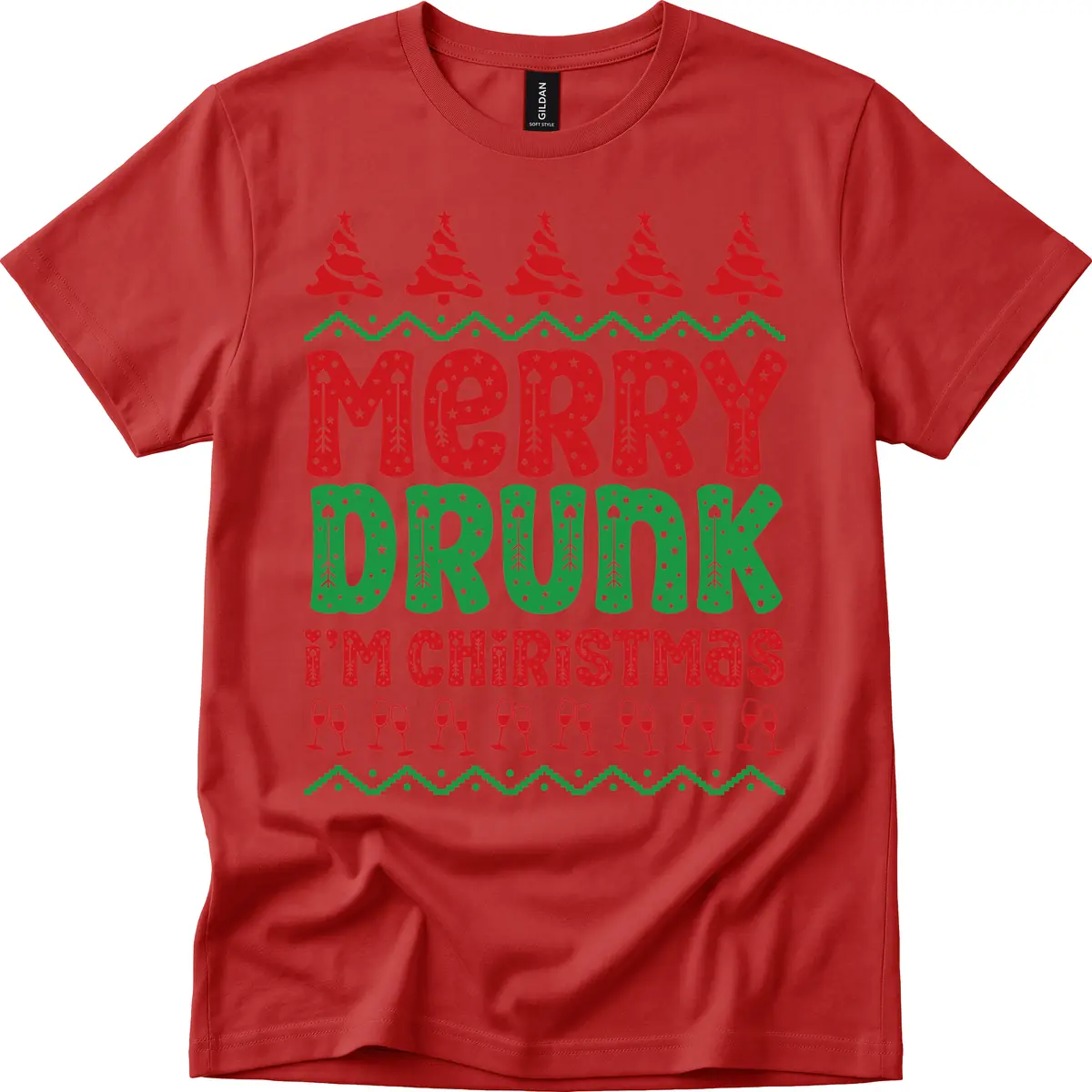 Merry Drunk I'm Christmas Ugly Sweater T-Shirt in Red
