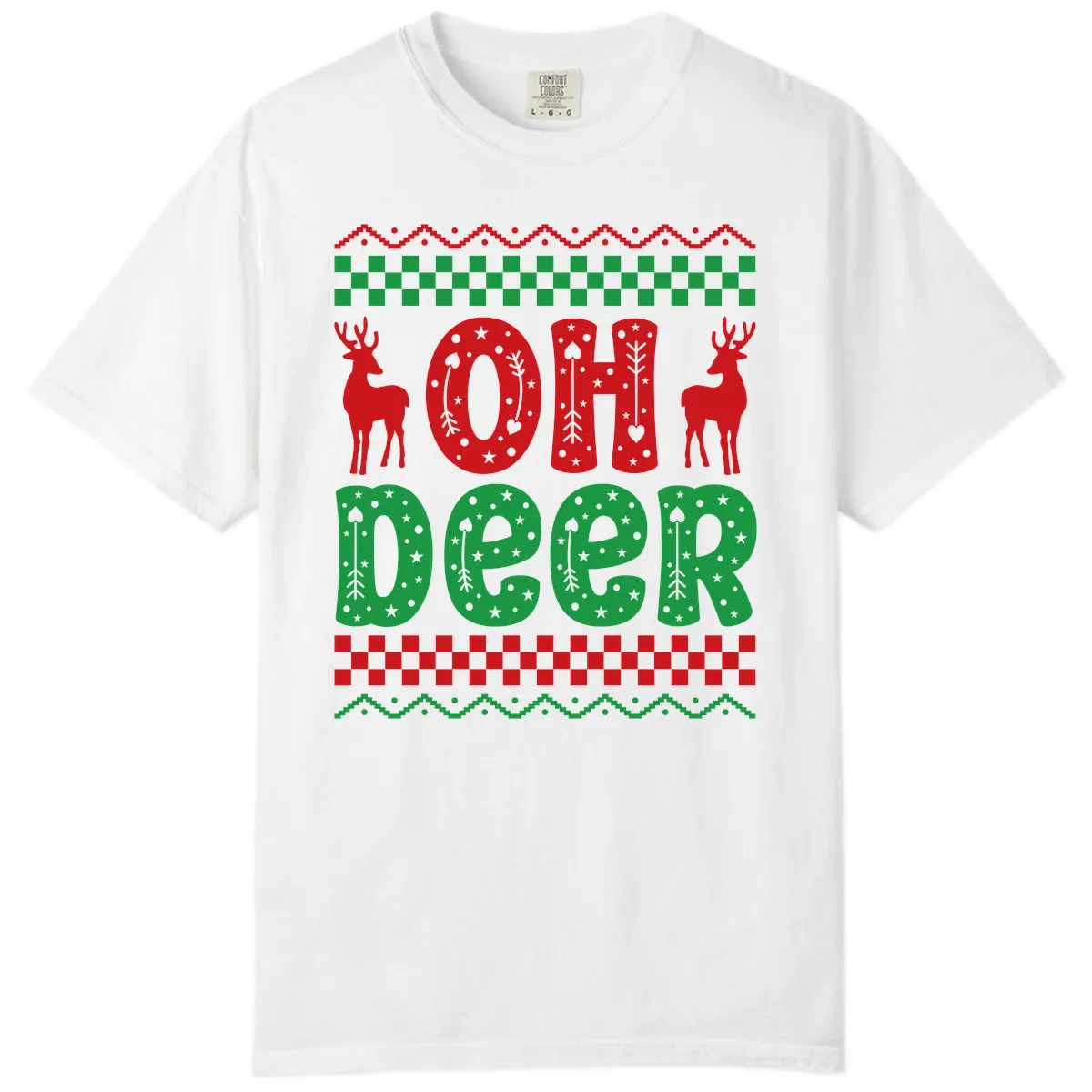 Oh Deer Ugly Christmas Sweater Design Comfort Color in White