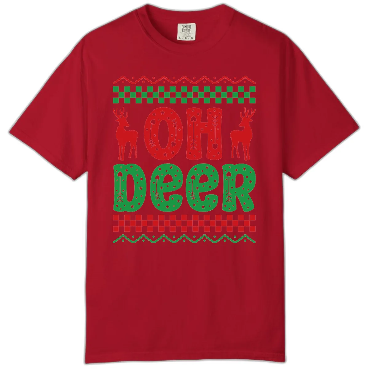 Oh Deer Ugly Christmas Sweater Design Comfort Color in Red