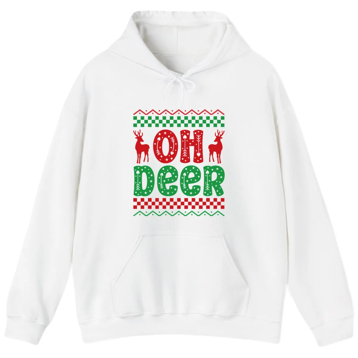 Oh Deer Ugly Christmas Sweater Design Hoodie in White