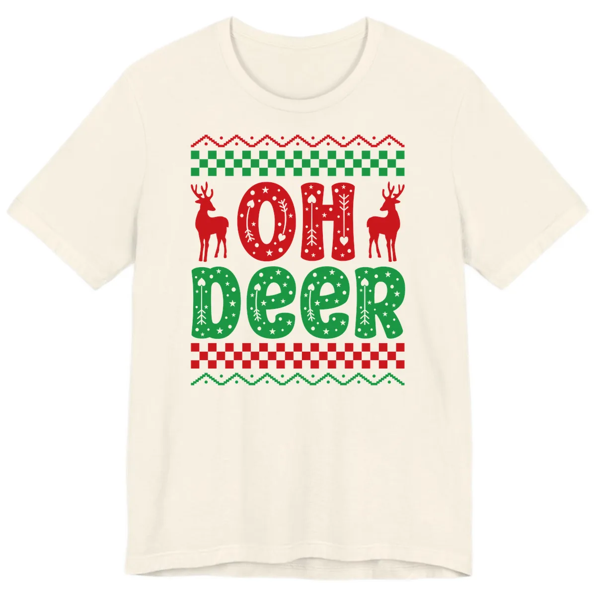 Oh Deer Ugly Christmas Sweater Design Premium T-Shirt in Natural
