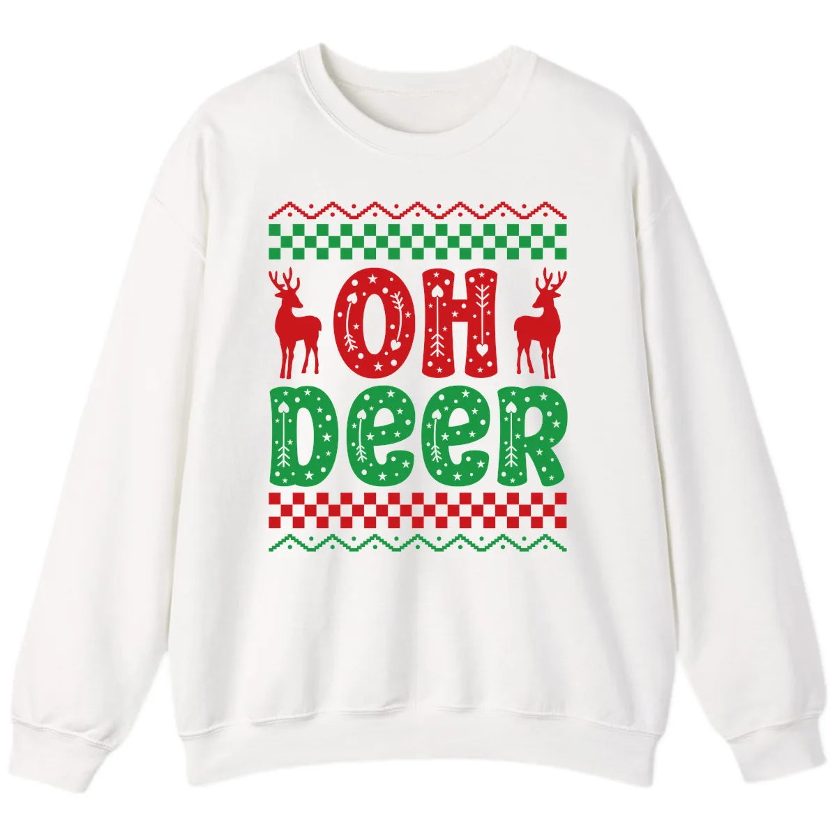 Oh Deer Ugly Christmas Sweater Design Sweatshirt in White