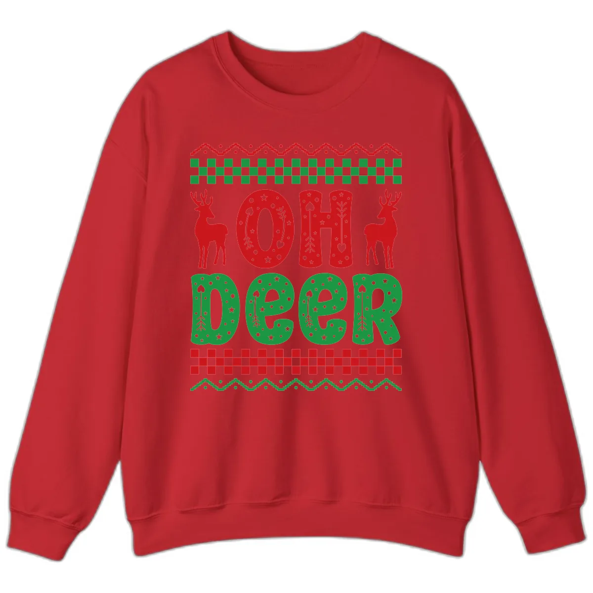 Oh Deer Ugly Christmas Sweater Design Sweatshirt in Red