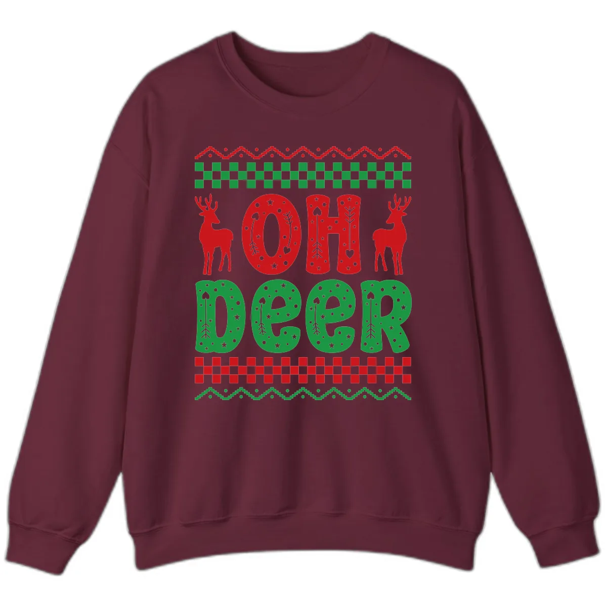 Oh Deer Ugly Christmas Sweater Design Sweatshirt in Maroon