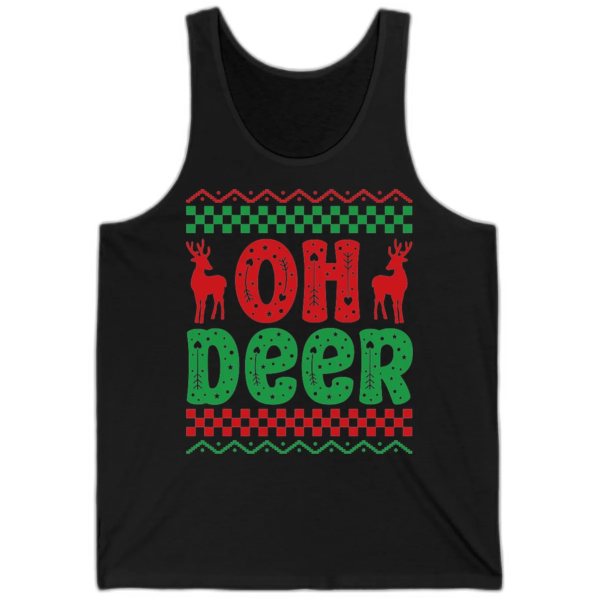 Oh Deer Ugly Christmas Sweater Design Tank in Black