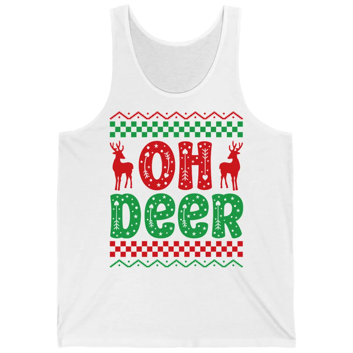 Oh Deer Ugly Christmas Sweater Design Tank in White