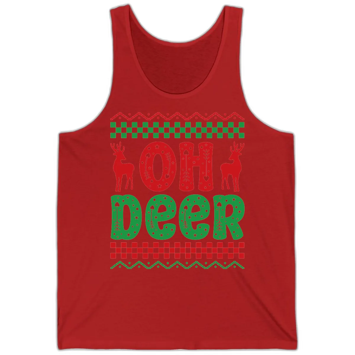 Oh Deer Ugly Christmas Sweater Design Tank in Red