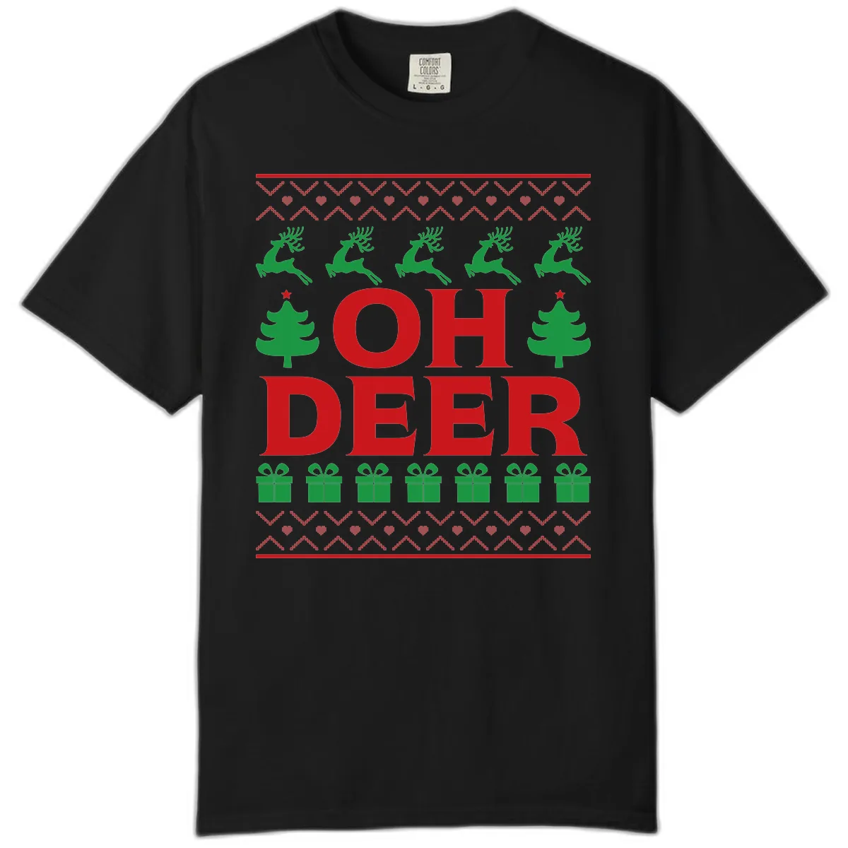 Oh Deer Ugly Christmas Sweater Design Comfort Color in Black