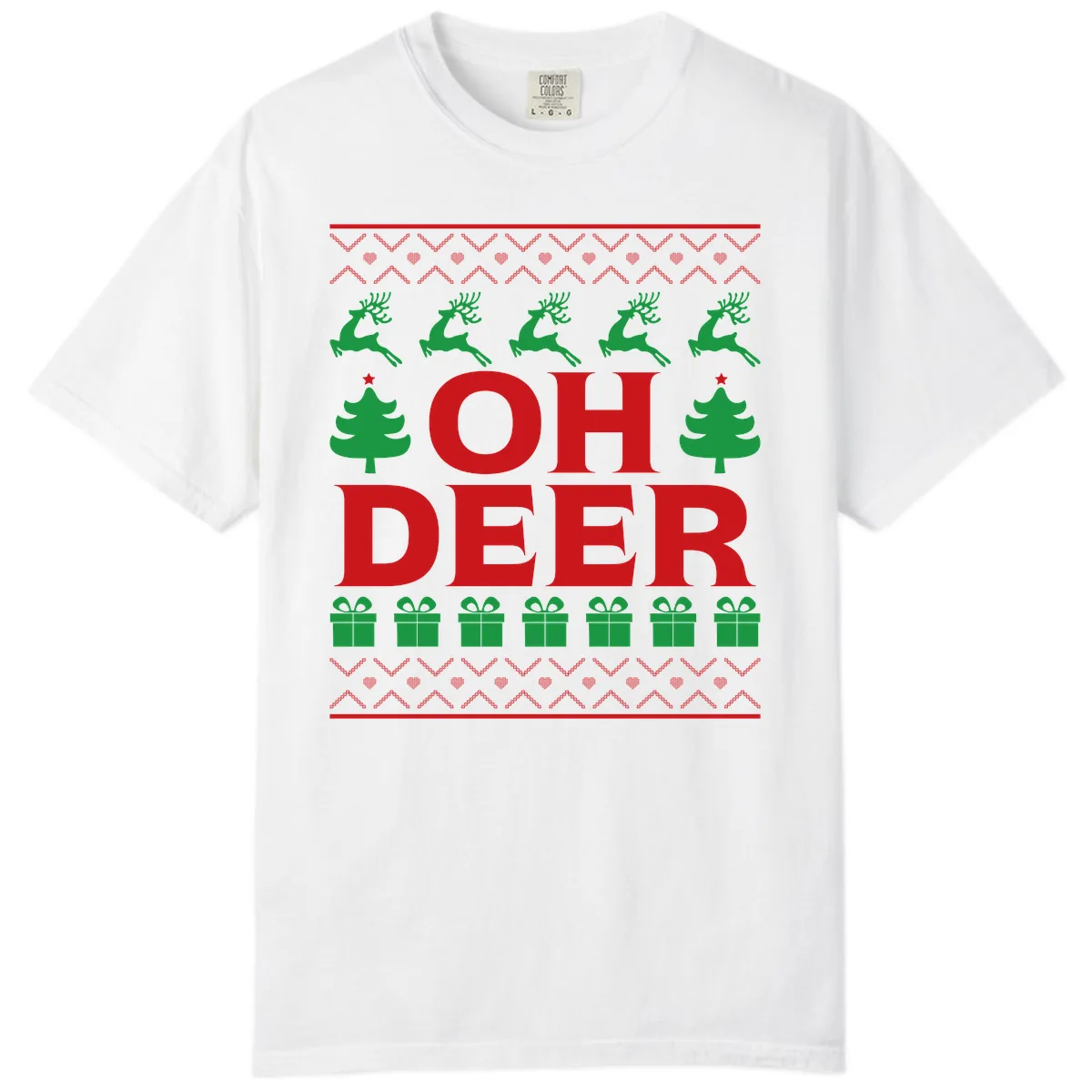 Oh Deer Ugly Christmas Sweater Design Comfort Color in White