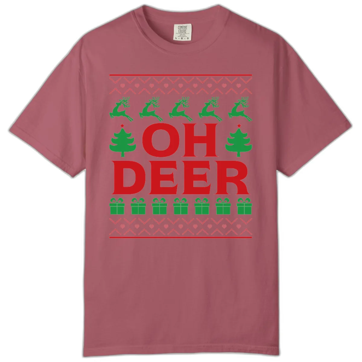 Oh Deer Ugly Christmas Sweater Design Comfort Color in Crimson