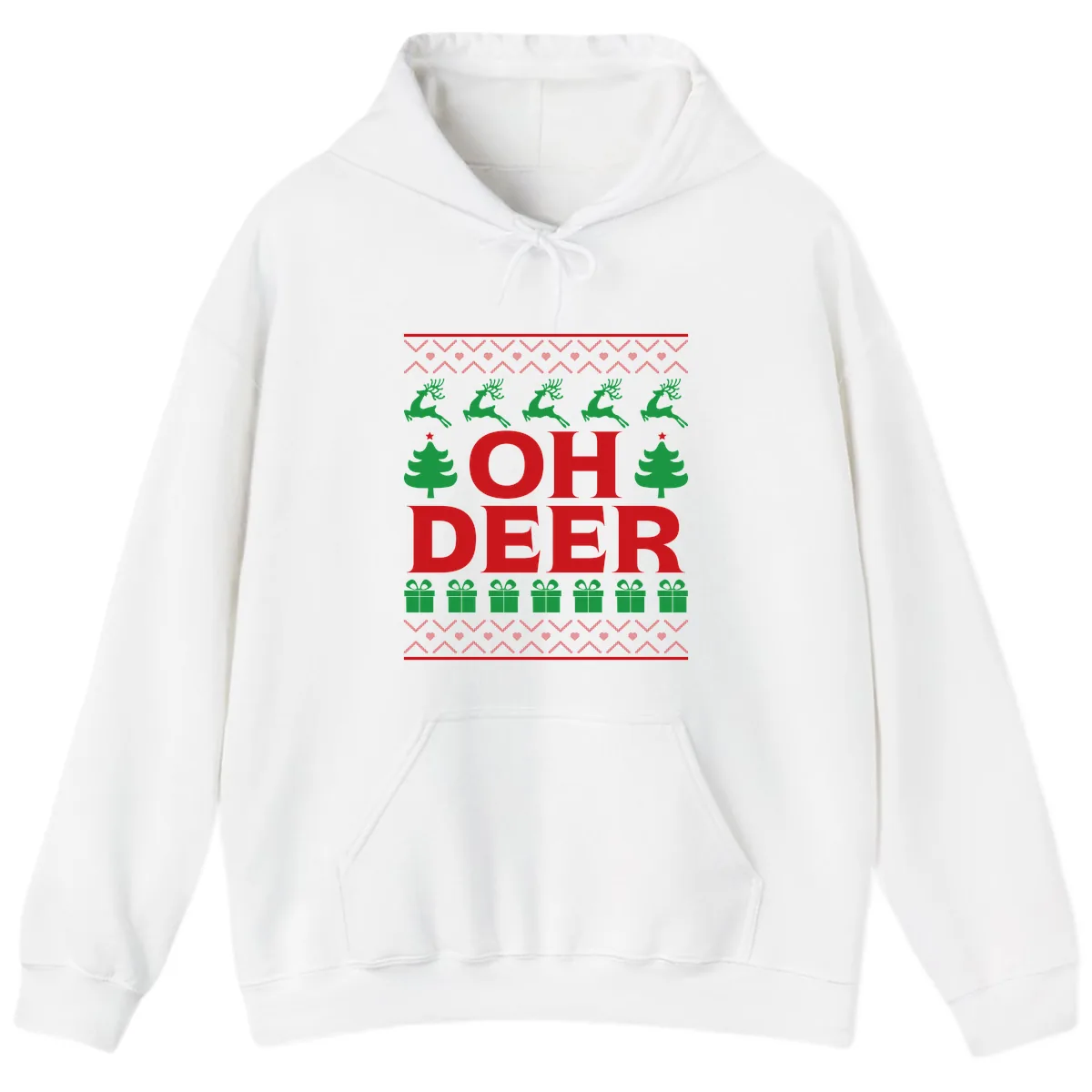 Oh Deer Ugly Christmas Sweater Design Hoodie in White
