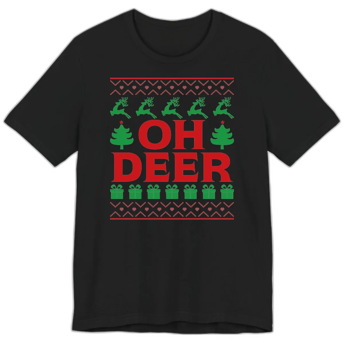 Oh Deer Ugly Christmas Sweater Design Premium T-Shirt in Black