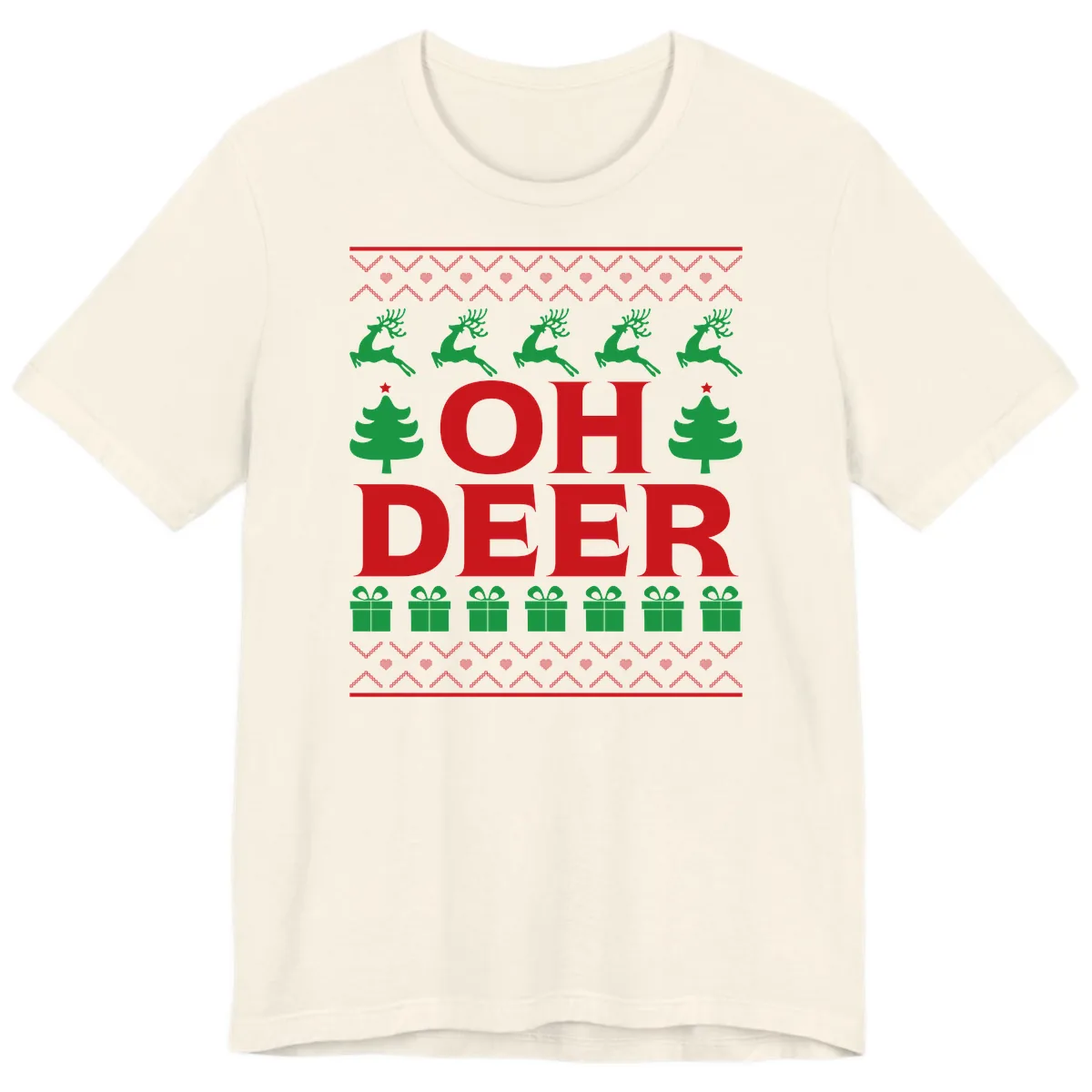 Oh Deer Ugly Christmas Sweater Design Premium T-Shirt in Natural