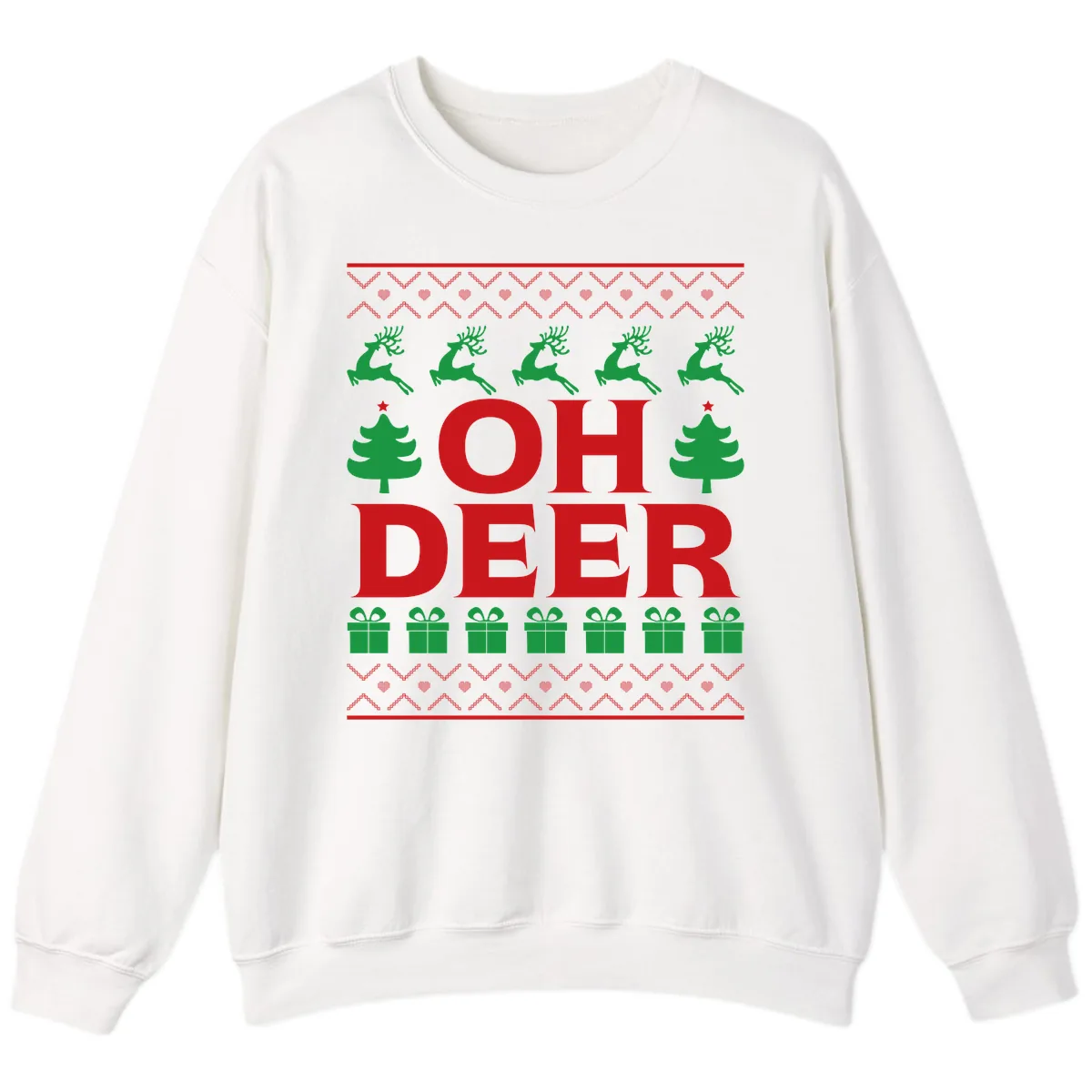 Oh Deer Ugly Christmas Sweater Design Sweatshirt in White