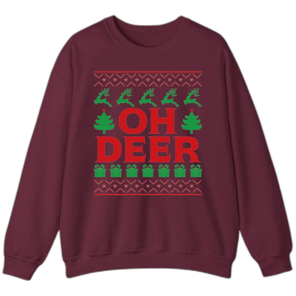 Oh Deer Ugly Christmas Sweater Design Sweatshirt in Maroon