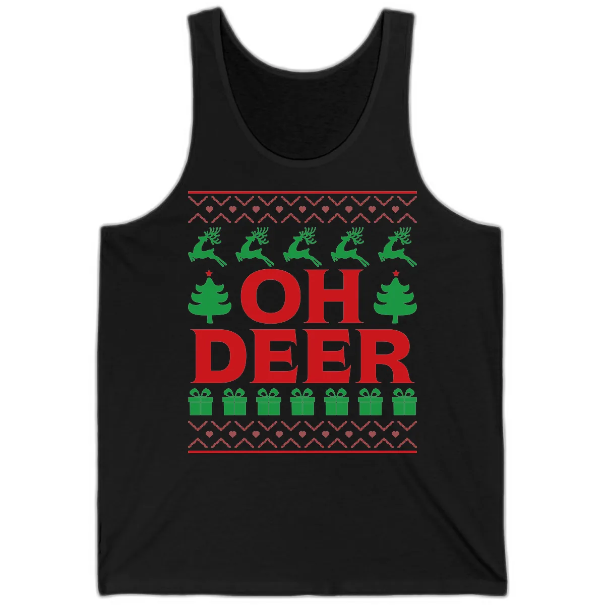 Oh Deer Ugly Christmas Sweater Design Tank in Black
