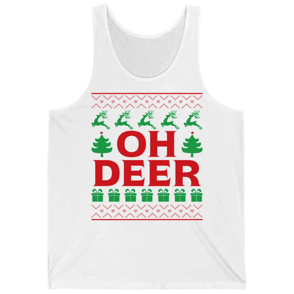 Oh Deer Ugly Christmas Sweater Design Tank in White