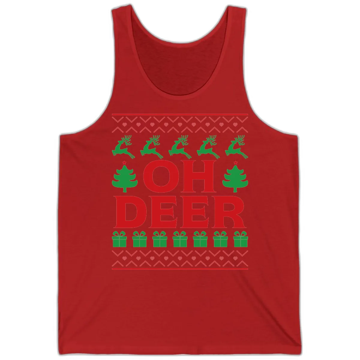 Oh Deer Ugly Christmas Sweater Design Tank in Red