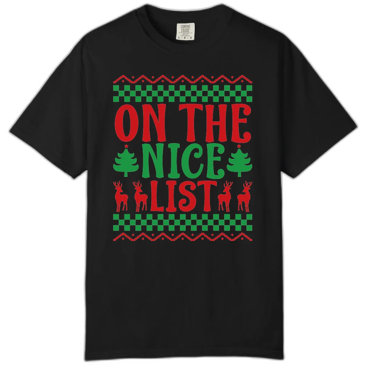 On The Nice List Christmas Comfort Color in Black