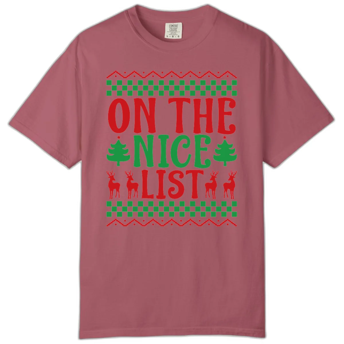 On The Nice List Christmas Comfort Color in Crimson