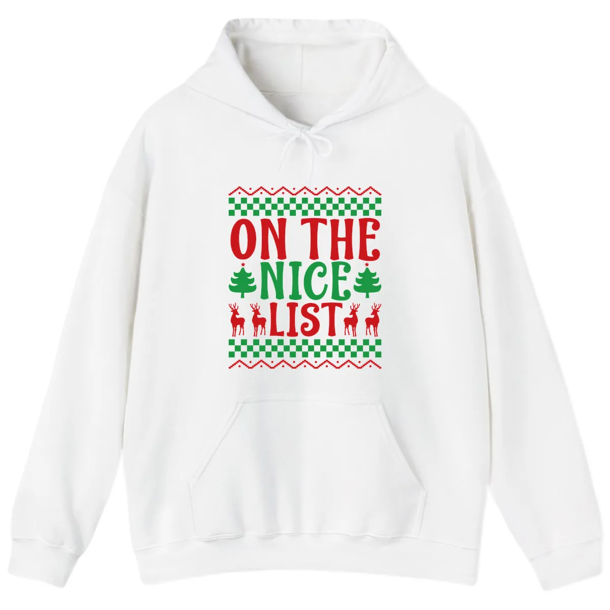 On The Nice List Christmas Hoodie in White