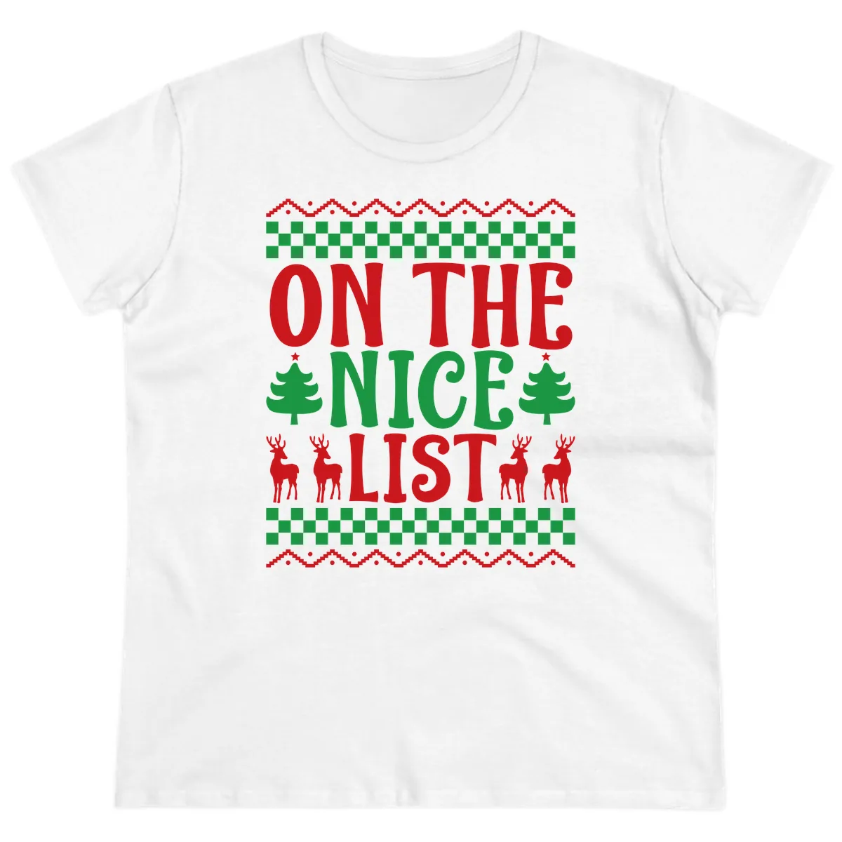 On The Nice List Christmas Ladies Tee in White