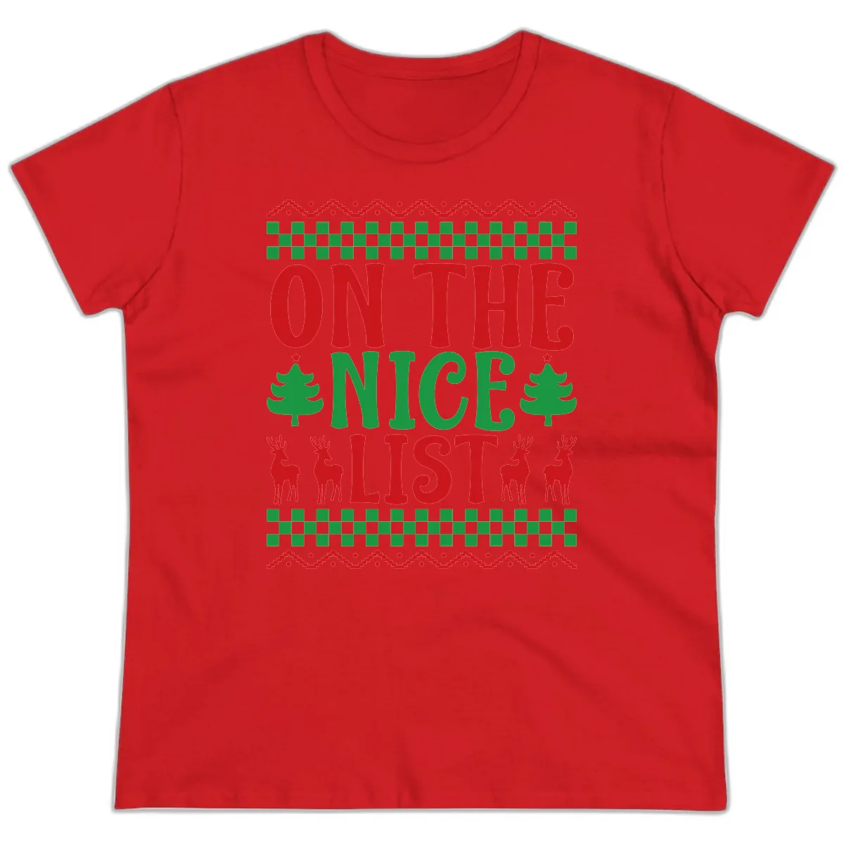 On The Nice List Christmas Ladies Tee in Red