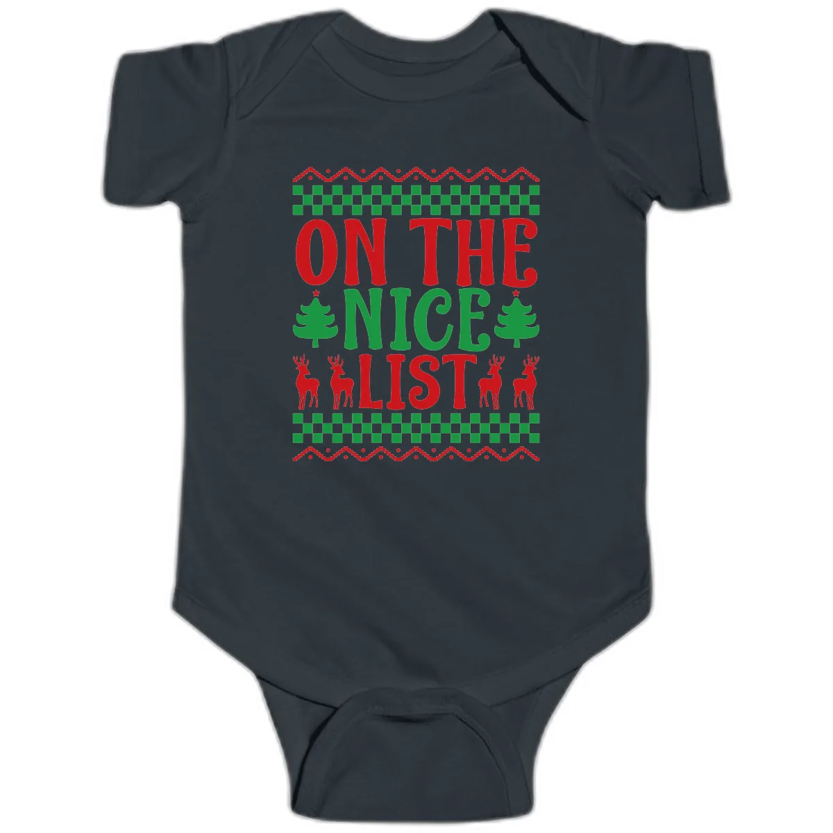 On The Nice List Christmas Baby Onesie in Black
