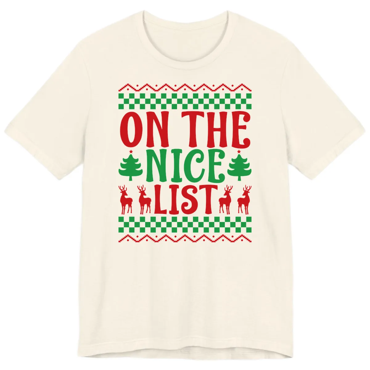On The Nice List Christmas Premium T-Shirt in Natural