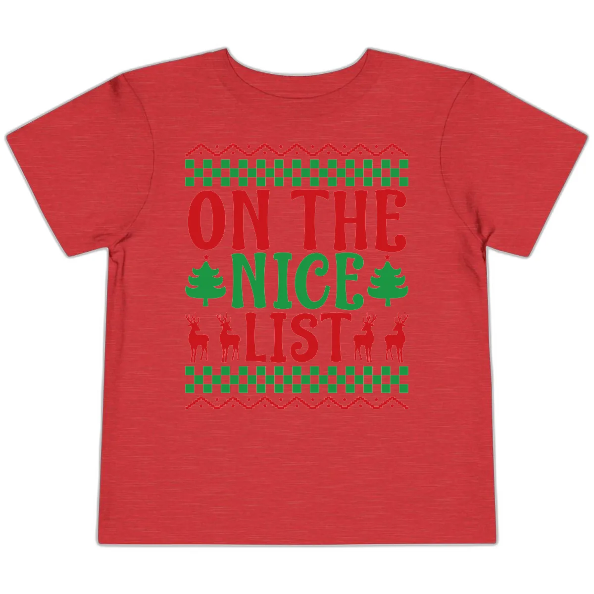 On The Nice List Christmas Toddler T-Shirt in Heather Red