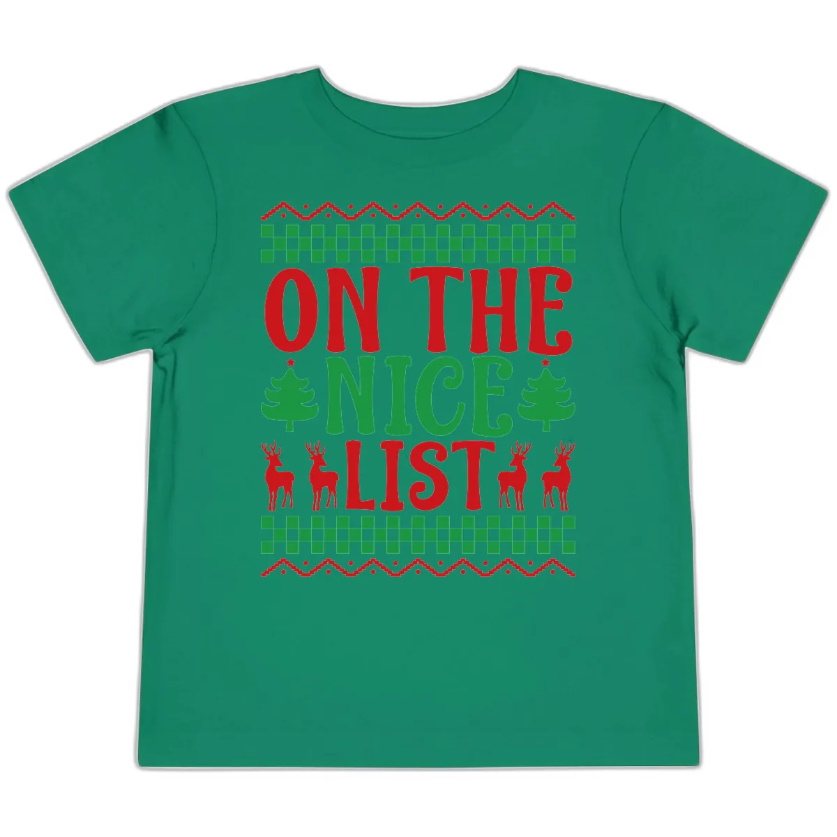 On The Nice List Christmas Toddler T-Shirt in Kelly