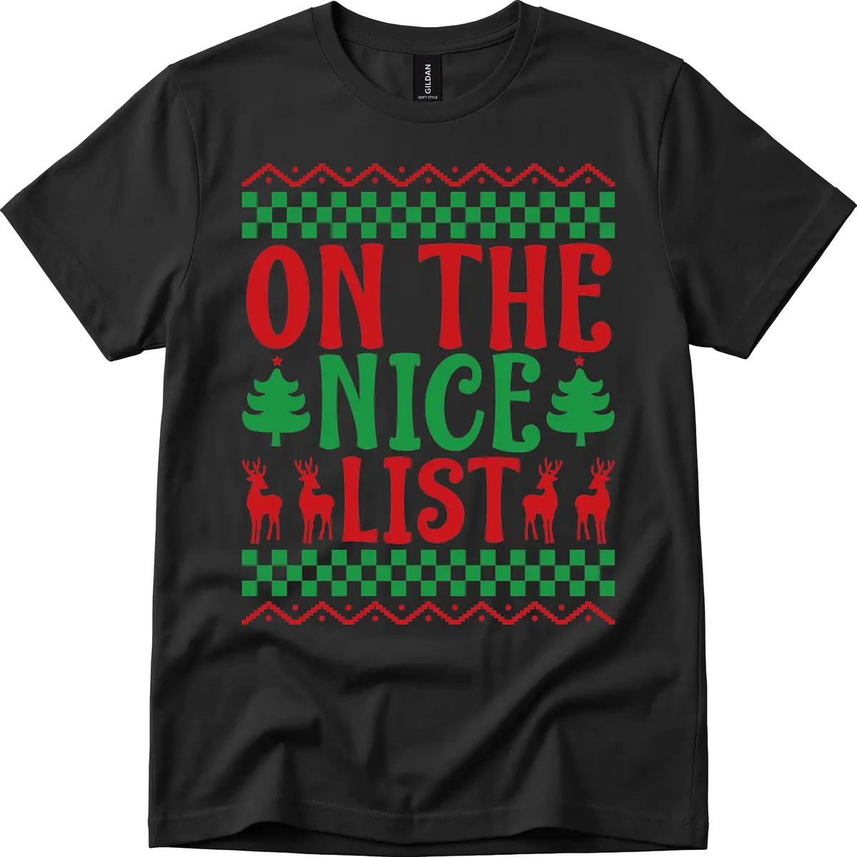 On The Nice List Christmas T-Shirt in Black