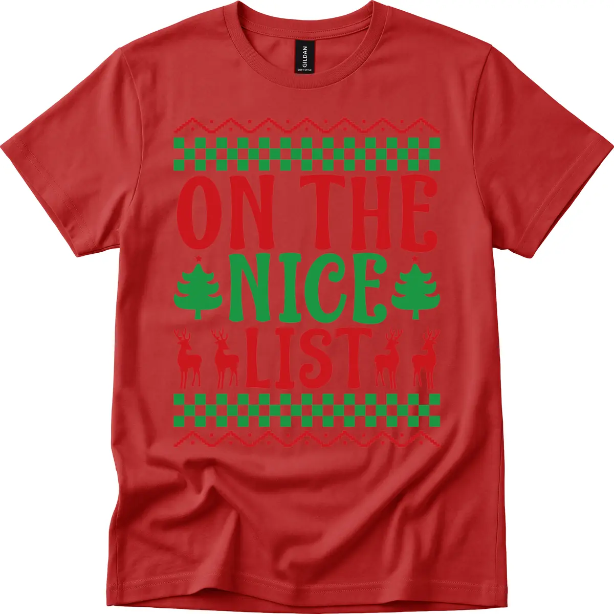 On The Nice List Christmas T-Shirt in Red
